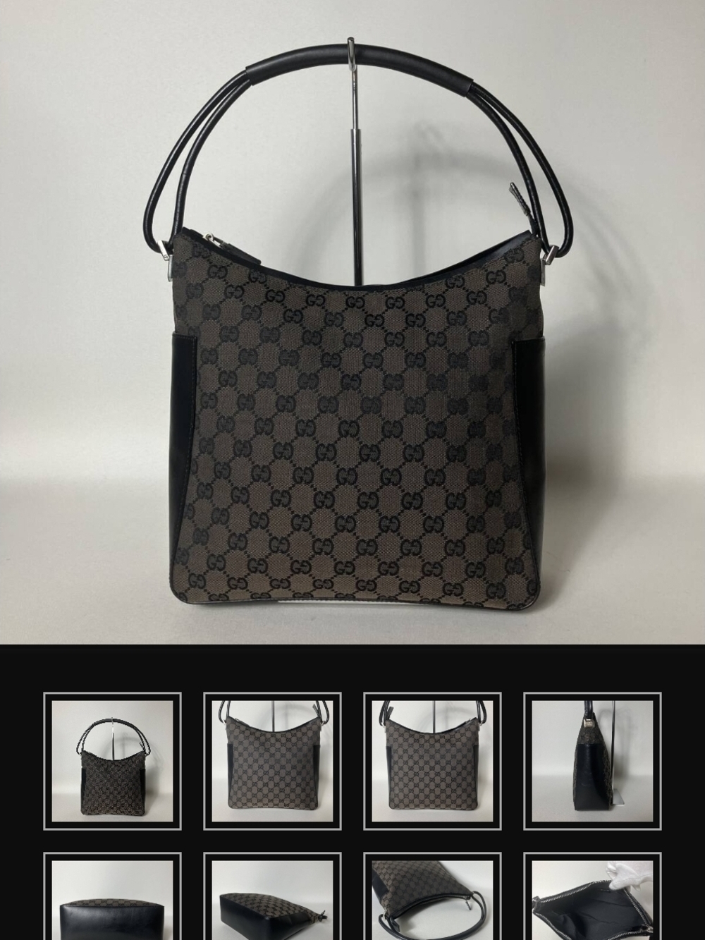 Gucci Brown/Black GG Supreme Canvas Shoulder Bag